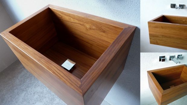 Il lavabo in legno per il bagno Woodwash di Arredi Fiorelli