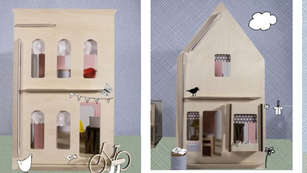 Le case delle bambole riutilizzabili, modulari e personalizzabili in legno e cartone