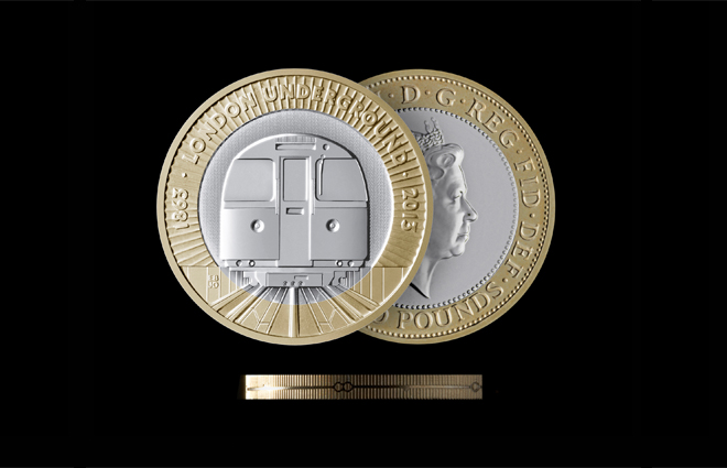 La moneta da due pound dello studio Barber Osgerby