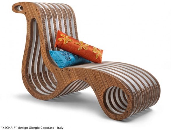 Forme ricercate, comfort e ecodesign per la X2 chair in cartone di Studio Caporaso