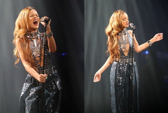 Rihanna in abito luxury Swarovski firmato Lanvin per il Diamonds World Tour 2013
