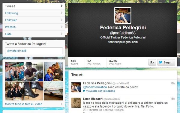 Federica Pellegrini Twitter ufficiale: la campionessa sbarca sul social, le foto sexy dell&#8217;esordio
