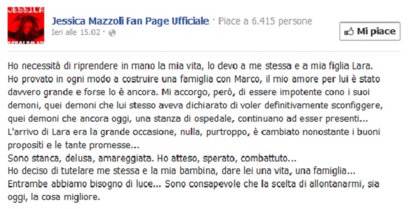 Morgan e Jessica Mazzoli fine di un amore con annuncio su Facebook