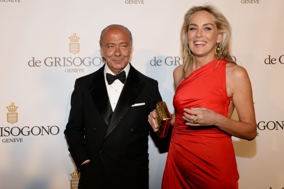 Sharon Stone con gioielli preziosi al party de Grisogono a Cannes