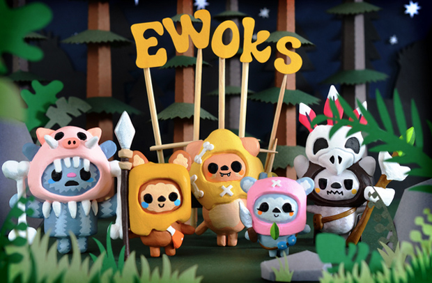 Ewoks, le figure da collezione in paperclay by Tado