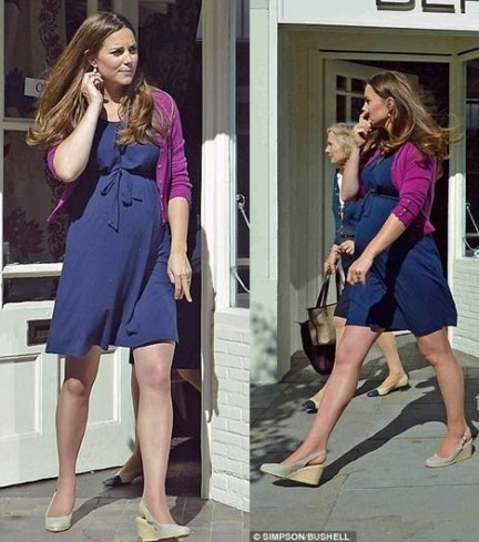 Kate Middleton incinta fa shopping e indossa un vestito premaman da 20 euro