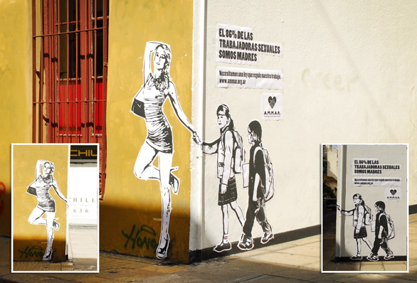 Street art argentina di sensibilizzazione per i diritti umani