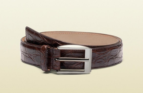 Cintura di lusso Gucci in pelle marrone acero con finiture palladio