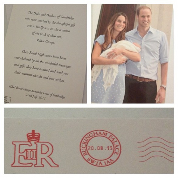 Kate Middleton e il Principe William ringraziano i sudditi con un bigliettino dopo la nascita del royal baby