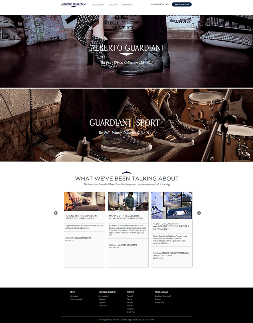 Alberto Guardiani: il nuovo sito internet, lo shop online e il blog