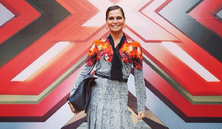 Simona Ventura in total look Roberto Cavalli a X Factor