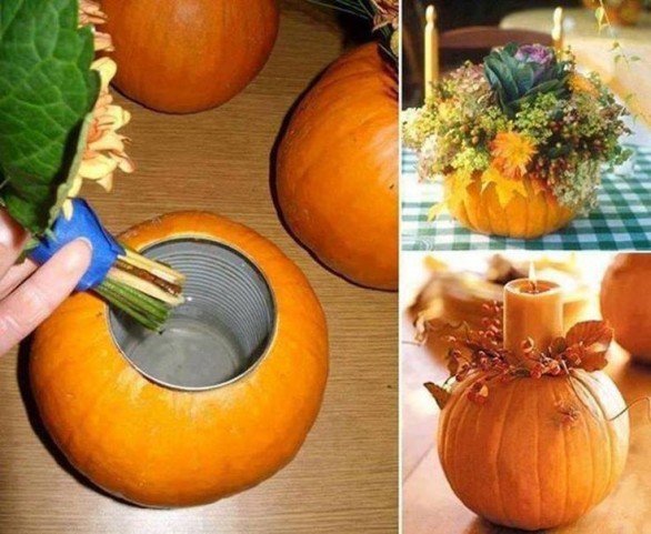 Il centrotavola autunnale fatto con la zucca