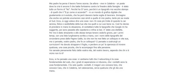 L&#8217;appello di Giovanna scatena il web: &#8220;Se papà perde il lavoro a 57 anni&#8221;