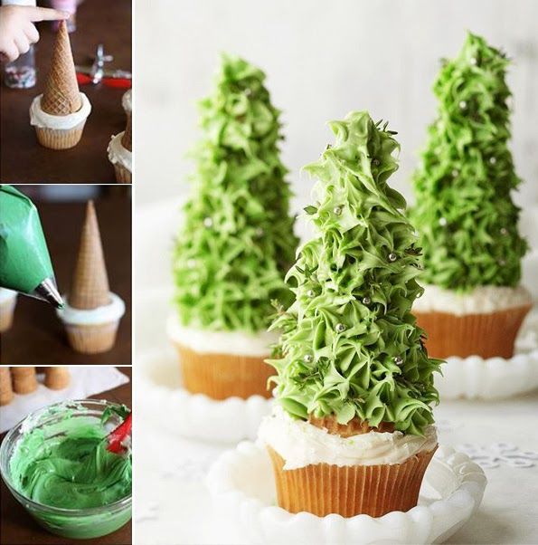 Cupcakes a forma di albero di Natale