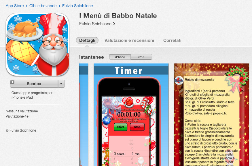 I menù di Babbo Natale app