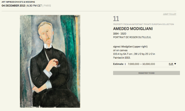 Modigliani all’asta: da Sotheby’s Parigi il ritratto di Roger Dutilleul