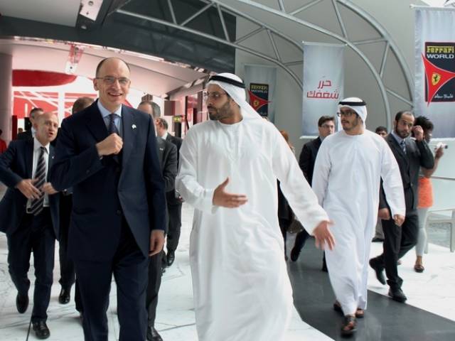 Il presidente Letta al Ferrari World di Abu Dhabi