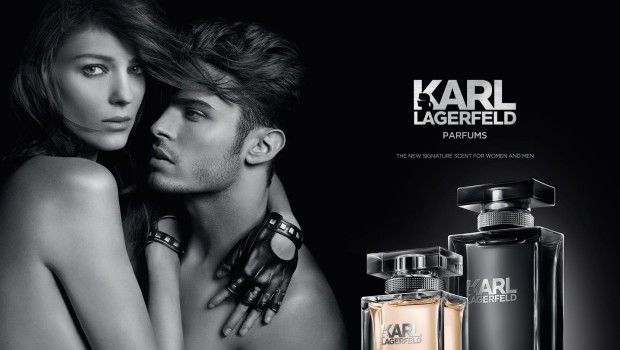 Karl Lagerfeld: le nuove fragranze Eau de parfum for Women ed Eau de toilette for Men, la campagna con Kati Neischer e Baptiste Giabiconi