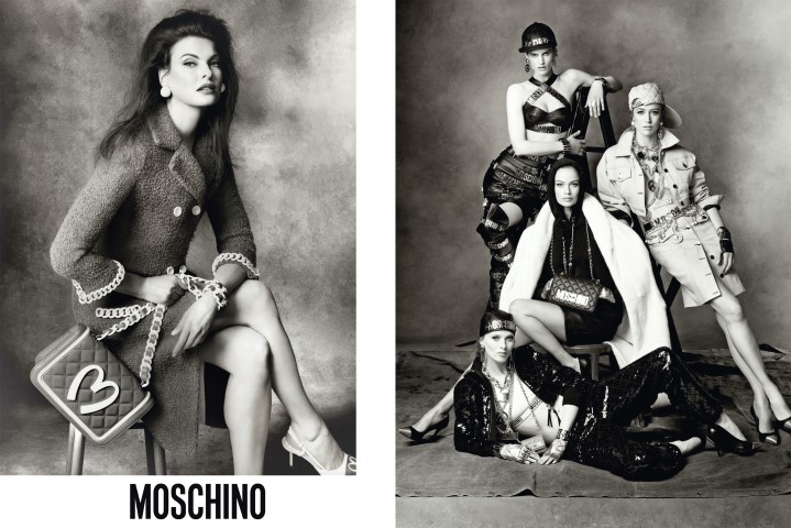 Moschino campagna pubblicitaria autunno inverno 2014 2015: protagoniste Linda Evangelista, Stella Tennant e Rachel Zimmerman, tutte le foto