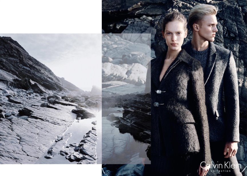 Calvin Klein campagna pubblicitaria autunno inverno 2014 2015: testimonial Lara Stone e Matt Terry, le foto