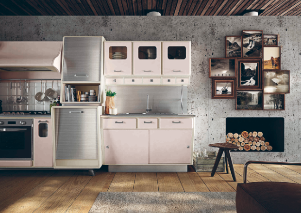 Cucine vintage come negli anni &#8217;50: il modello  Saint Louis in rosa