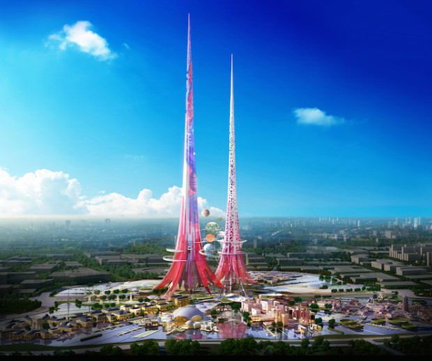 Le torri gemelle cinesi più alte del mondo: Phoenix Towers progetto di Chetwoods Architects