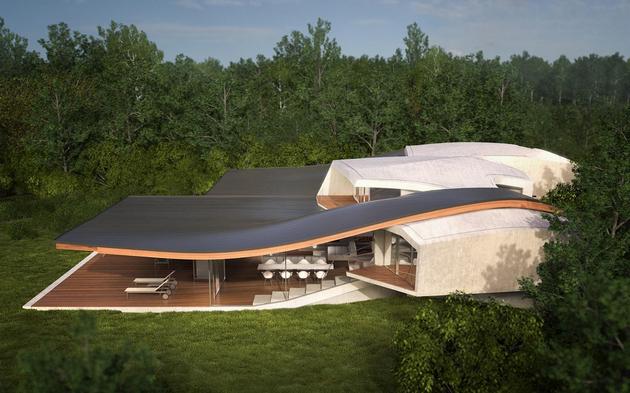 La casa futuristica immersa nella natura