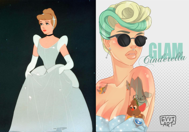 Le principesse Disney trasformate in eroine hipster da Evviart