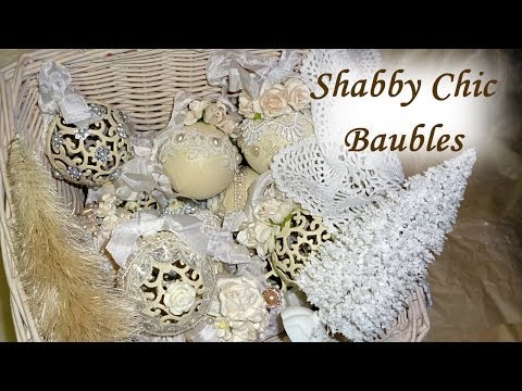 DIY Altered Shabby Chic / Vintage Christmas Baubles / Balls Tree Decoration