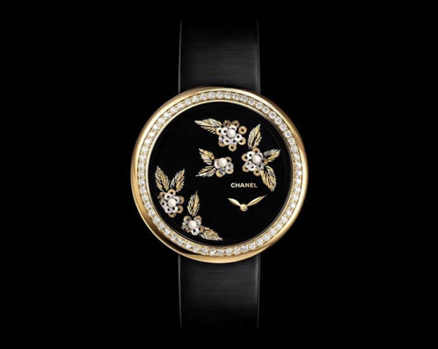 Orologio Chanel Madamoiselle Prive Camelia con decorazioni preziose
