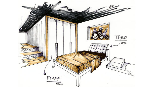Letto Theo e Armadio al Centimetro per la zona notte firmata Lema