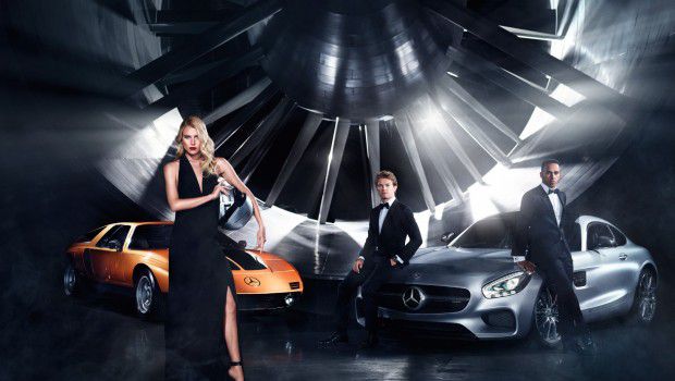 Mercedes Benz campagna moda autunno inverno 2015 2016: protagonisti Lewis Hamilton, Nico Rosberg e Dree Hemingway