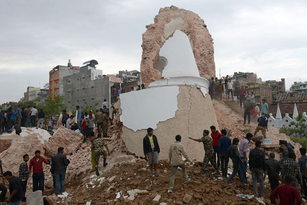 Nepal: il Dharahara (Torre Bhimsen), distrutto dal terremoto