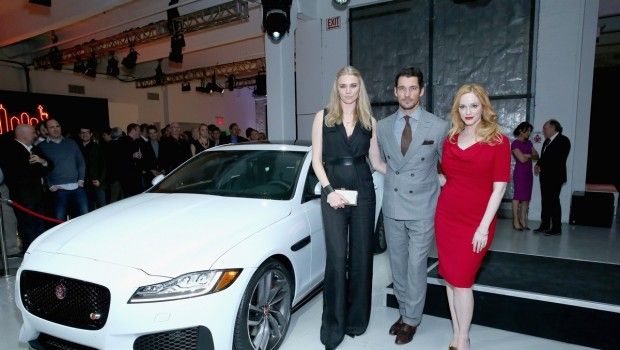 Salone Auto New York 2015: il party di lancio delle nuove Jaguar XF e Range Rover SVAutobiography con Christina Hendricks e David Gandy