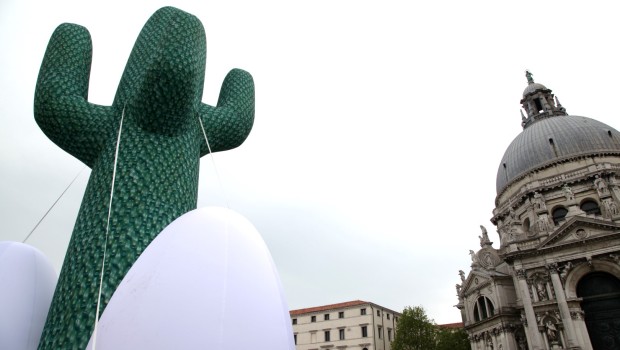Biennale Arte Venezia 2015: il cactus gigante di Gufram sfila per i canali