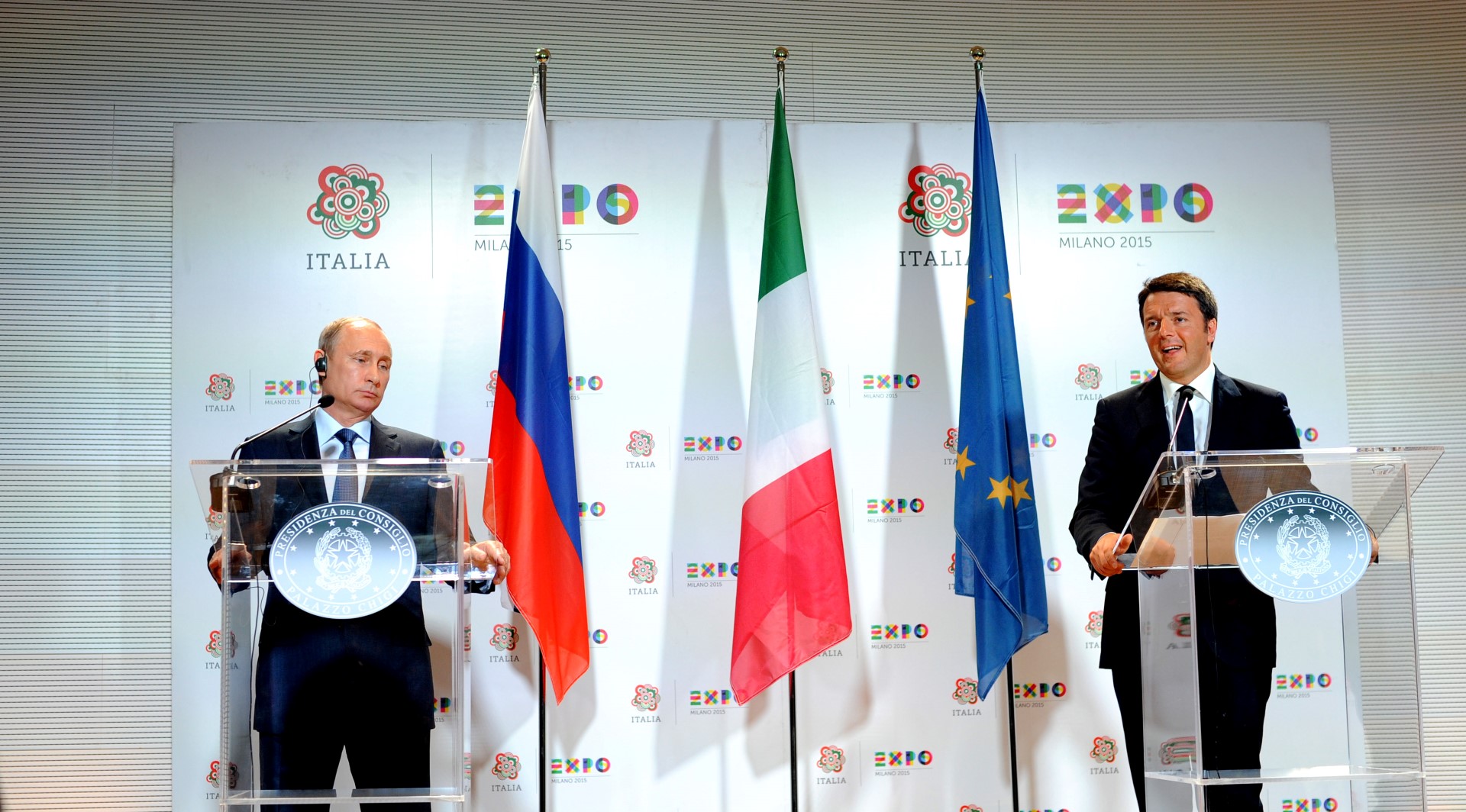 Expo Milano 2015: Vladimir Putin e Matteo Renzi per il National Day della Russia
