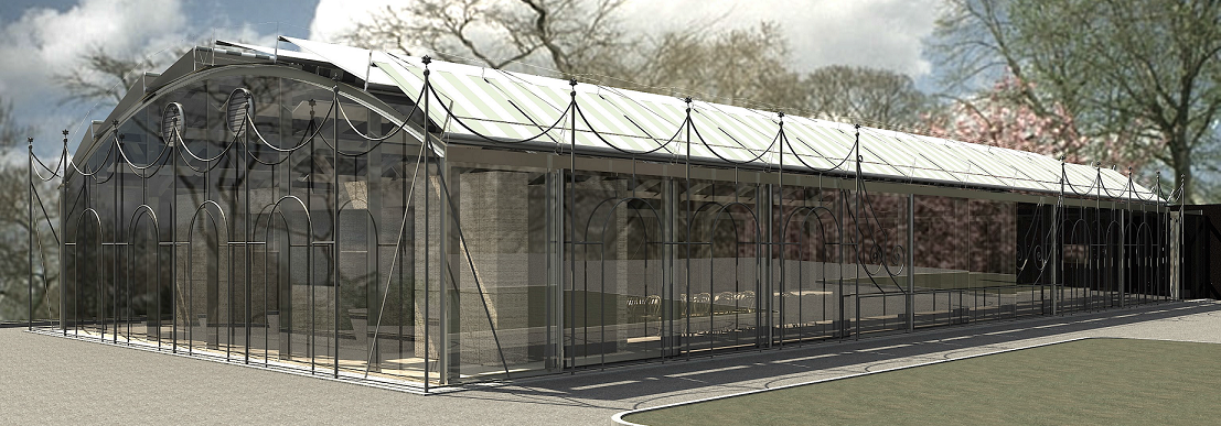 Giorgio Armani FAI: un grande padiglione vetrato per il campo da tennis di Villa Necchi Campiglio a Milano