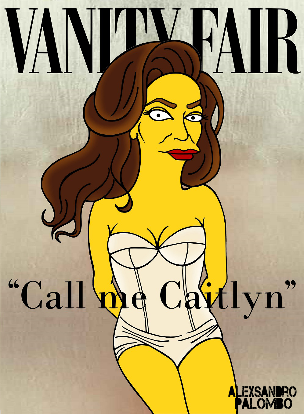 Caitlyn Jenner simpsonizzata dall&#8217;artista aleXsandro Palombo nella serie “Call me Wonder Caitlyn”