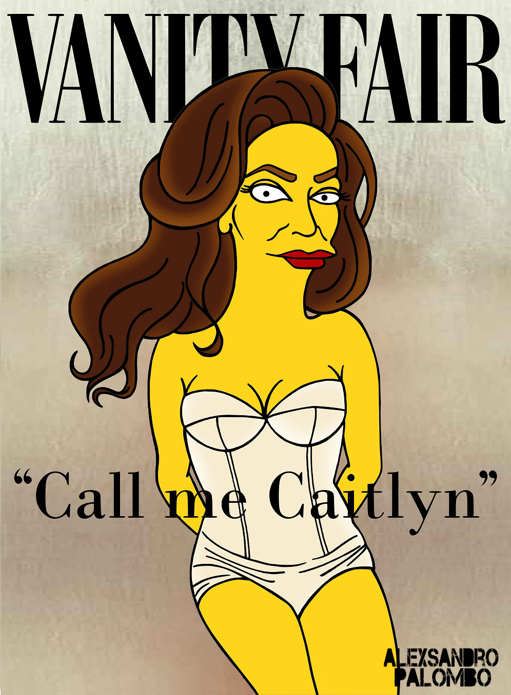 Caitlyn Jenner simpsonizzata dall’artista aleXsandro Palombo nella serie “Call me Wonder Caitlyn”