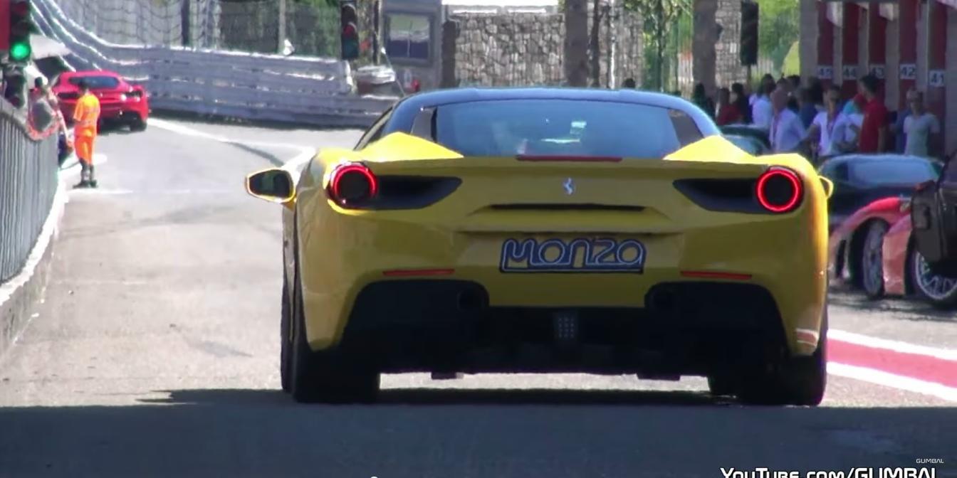 Ferrari 488 GTB gialla sulla pista di Spa-Francorchamps