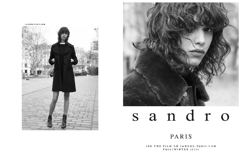 Sandro Paris campagna pubblicitaria autunno inverno 2015 2016: testimonial Mica Arganaraz e Xavier Buestel