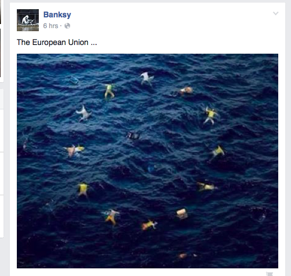 Banksy e l&#8217;Unione europea? L&#8217;immagine è tratta dalla campagna UERFANOS