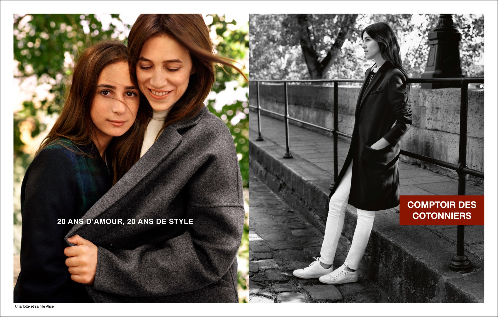 Comptoir des Cotonniers campagna autunno inverno 2015 2016: testimonial Charlotte Gainsbourg e sua figlia Alice