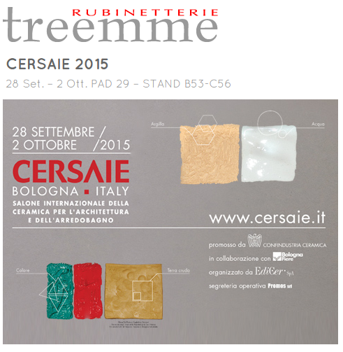 Cersaie 2015: le novità Treemme Rubinetterie alla fiera di Bologna