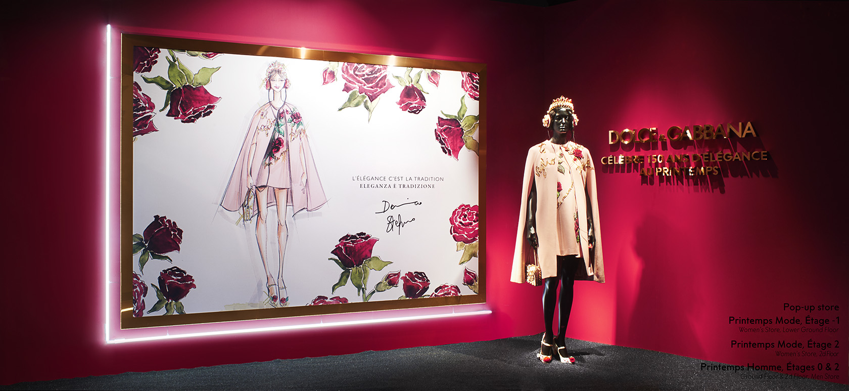 Dolce&amp;Gabbana Printemps: il brand allestisce l’atrio e le 5 vetrine del celebre grande magazzino francese