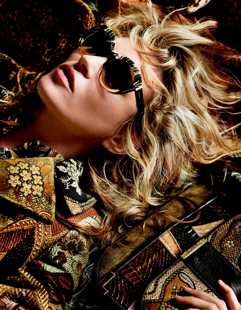 Etro collezione occhiali autunno inverno 2015 2016: l&#8217;iconico Paisley e i cromatismi inediti, testimonial Kate Moss