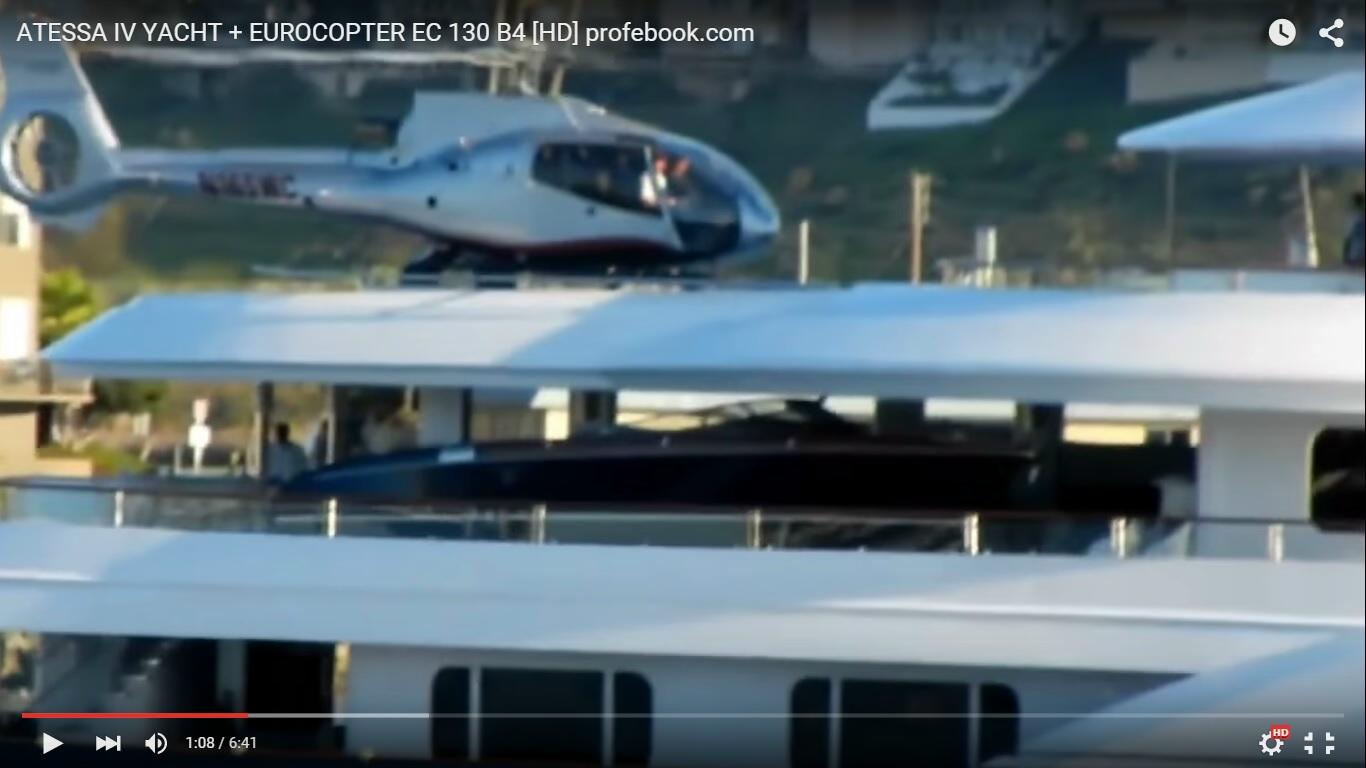 Atterraggio di un elicottero Eurocopter EC 130 B4 su uno yacht di lusso [Video]