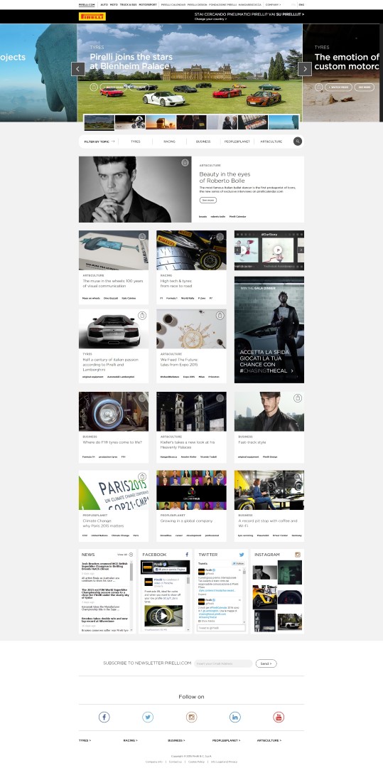 Pirelli sito ufficiale: la nuova piattaforma digital racconta le diverse anime dell&#8217;azienda, dall&#8217;arte a The Cal