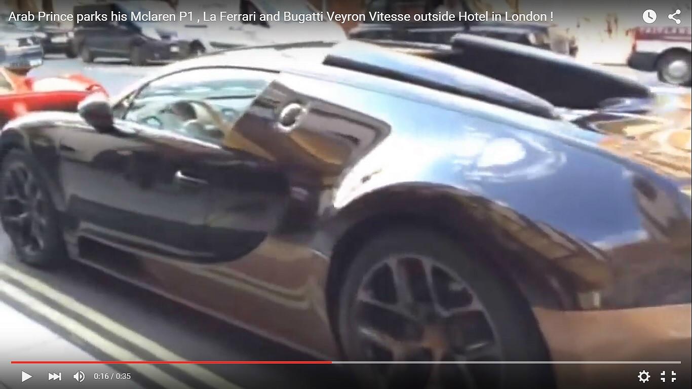 Principe arabo con le sue Ferrari, Bugatti e McLaren in un hotel di Londra [Video]