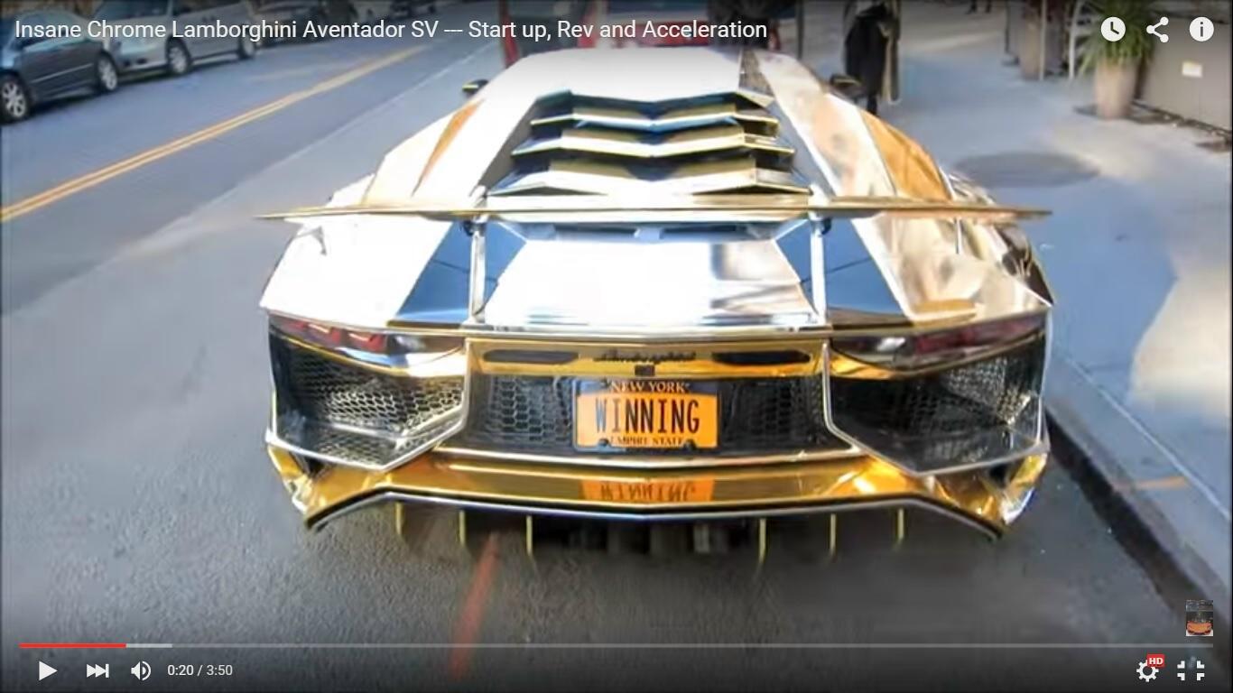 Lamborghini Aventador LP750-4 SV cromata e dorata [Video]